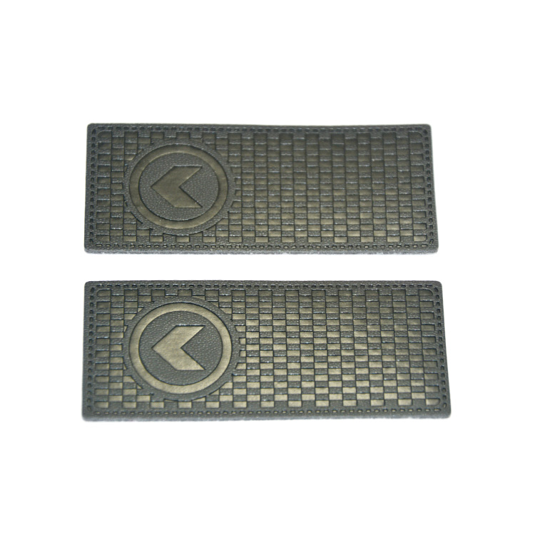 Factory embossed custom leather patches